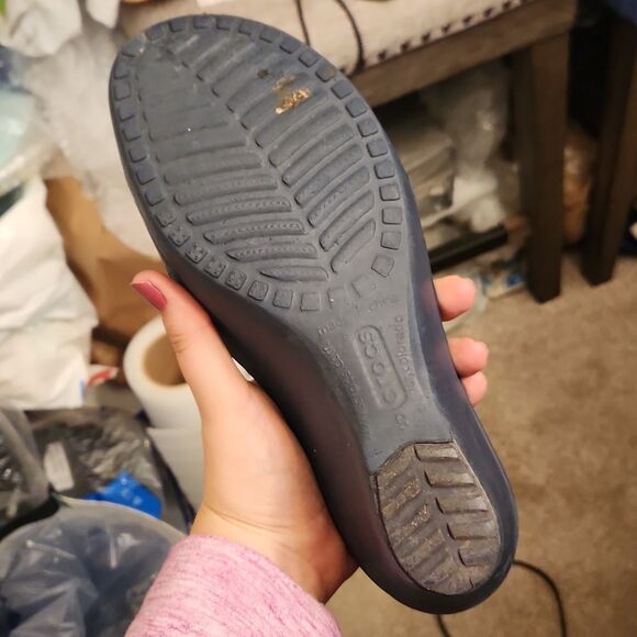 Crocs Women's Dark Blue Wedge-Heeled Slip-on Sandals Size 9 - Picture 7 of 9